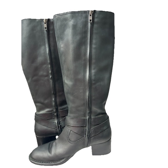 UGG Bandara Tall Black Leather Riding Boots Women's 8 Equestrian Minimalist - Picture 7 of 14